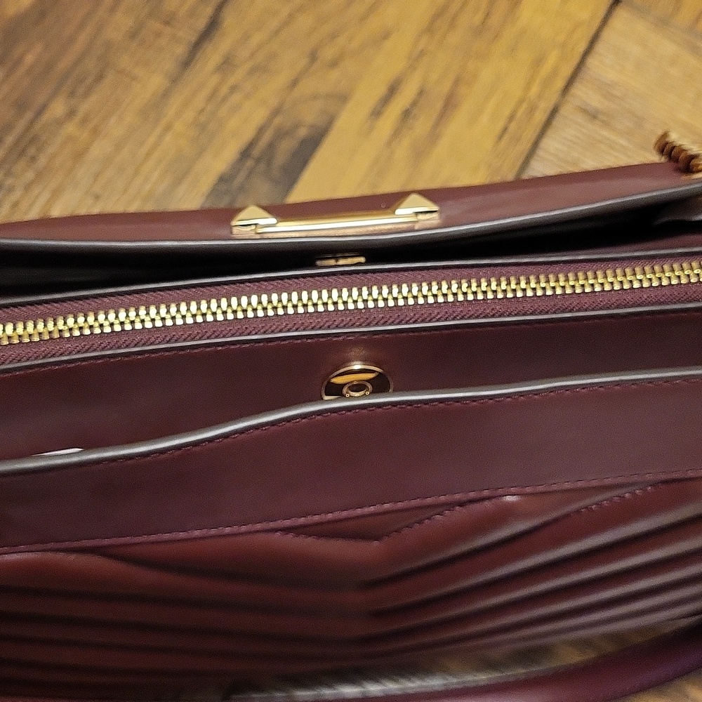 Michael Kors Whitney Tote in Oxblood with Gold Chain - Picture 9 of 11